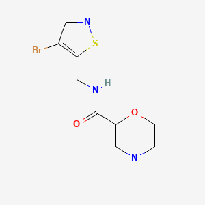 molecular formula C10H14BrN3O2S B7280847 N-[(4-bromo-1,2-thiazol-5-yl)methyl]-4-methylmorpholine-2-carboxamide 