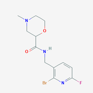 molecular formula C12H15BrFN3O2 B7280903 N-[(2-bromo-6-fluoropyridin-3-yl)methyl]-4-methylmorpholine-2-carboxamide 