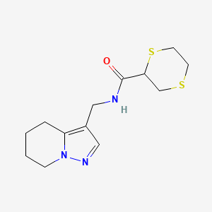 molecular formula C13H19N3OS2 B7281071 N-(4,5,6,7-tetrahydropyrazolo[1,5-a]pyridin-3-ylmethyl)-1,4-dithiane-2-carboxamide 
