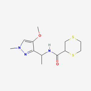 molecular formula C12H19N3O2S2 B7281082 N-[1-(4-methoxy-1-methylpyrazol-3-yl)ethyl]-1,4-dithiane-2-carboxamide 