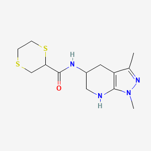 molecular formula C13H20N4OS2 B7281099 N-(1,3-dimethyl-4,5,6,7-tetrahydropyrazolo[3,4-b]pyridin-5-yl)-1,4-dithiane-2-carboxamide 