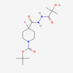 molecular formula C15H26FN3O5 B7281217 Tert-butyl 4-fluoro-4-[[(2-hydroxy-2-methylpropanoyl)amino]carbamoyl]piperidine-1-carboxylate 