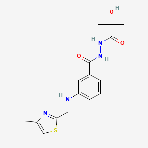 molecular formula C16H20N4O3S B7281256 N'-(2-hydroxy-2-methylpropanoyl)-3-[(4-methyl-1,3-thiazol-2-yl)methylamino]benzohydrazide 