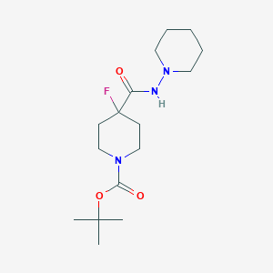 molecular formula C16H28FN3O3 B7281262 Tert-butyl 4-fluoro-4-(piperidin-1-ylcarbamoyl)piperidine-1-carboxylate 