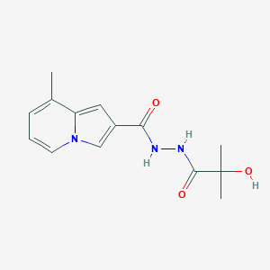 molecular formula C14H17N3O3 B7281295 N'-(2-hydroxy-2-methylpropanoyl)-8-methylindolizine-2-carbohydrazide 