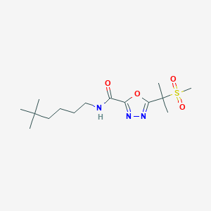 molecular formula C15H27N3O4S B7281300 N-(5,5-dimethylhexyl)-5-(2-methylsulfonylpropan-2-yl)-1,3,4-oxadiazole-2-carboxamide 