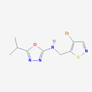 molecular formula C9H11BrN4OS B7281403 N-[(4-bromo-1,2-thiazol-5-yl)methyl]-5-propan-2-yl-1,3,4-oxadiazol-2-amine 