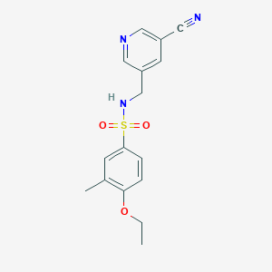 molecular formula C16H17N3O3S B7281429 N-[(5-cyanopyridin-3-yl)methyl]-4-ethoxy-3-methylbenzenesulfonamide 