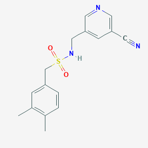 molecular formula C16H17N3O2S B7281434 N-[(5-cyanopyridin-3-yl)methyl]-1-(3,4-dimethylphenyl)methanesulfonamide 