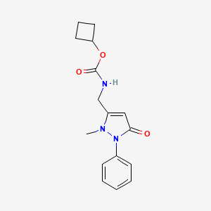 molecular formula C16H19N3O3 B7281448 cyclobutyl N-[(2-methyl-5-oxo-1-phenylpyrazol-3-yl)methyl]carbamate 