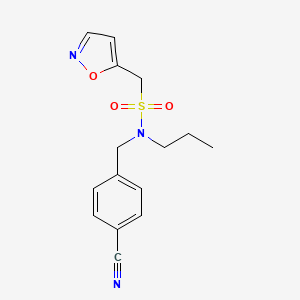 molecular formula C15H17N3O3S B7281574 N-[(4-cyanophenyl)methyl]-1-(1,2-oxazol-5-yl)-N-propylmethanesulfonamide 