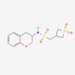 molecular formula C13H17NO5S2 B7281577 N-(3,4-dihydro-2H-chromen-3-yl)-1-(1,1-dioxothietan-3-yl)methanesulfonamide 