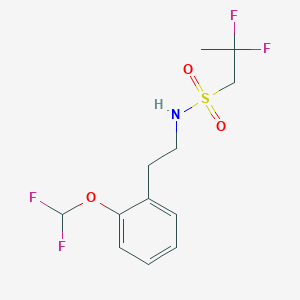 molecular formula C12H15F4NO3S B7281659 N-[2-[2-(difluoromethoxy)phenyl]ethyl]-2,2-difluoropropane-1-sulfonamide 