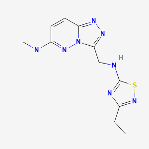 molecular formula C12H16N8S B7281753 N-[[6-(dimethylamino)-[1,2,4]triazolo[4,3-b]pyridazin-3-yl]methyl]-3-ethyl-1,2,4-thiadiazol-5-amine 