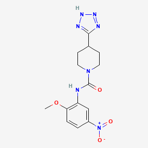 molecular formula C14H17N7O4 B7282006 N-(2-methoxy-5-nitrophenyl)-4-(2H-tetrazol-5-yl)piperidine-1-carboxamide 