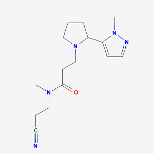 molecular formula C15H23N5O B7282197 N-(2-cyanoethyl)-N-methyl-3-[2-(2-methylpyrazol-3-yl)pyrrolidin-1-yl]propanamide 