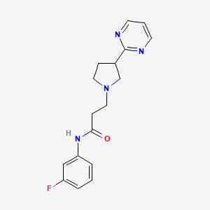 molecular formula C17H19FN4O B7282204 N-(3-fluorophenyl)-3-(3-pyrimidin-2-ylpyrrolidin-1-yl)propanamide 