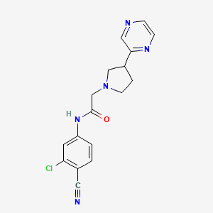 molecular formula C17H16ClN5O B7282213 N-(3-chloro-4-cyanophenyl)-2-(3-pyrazin-2-ylpyrrolidin-1-yl)acetamide 