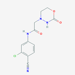 molecular formula C12H11ClN4O3 B7282255 N-(3-chloro-4-cyanophenyl)-2-(2-oxo-1,3,4-oxadiazinan-4-yl)acetamide 
