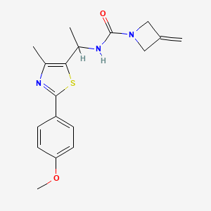 molecular formula C18H21N3O2S B7282316 N-[1-[2-(4-methoxyphenyl)-4-methyl-1,3-thiazol-5-yl]ethyl]-3-methylideneazetidine-1-carboxamide 