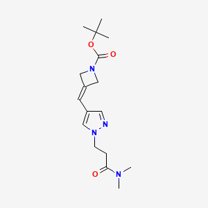 molecular formula C17H26N4O3 B7282558 Tert-butyl 3-[[1-[3-(dimethylamino)-3-oxopropyl]pyrazol-4-yl]methylidene]azetidine-1-carboxylate 