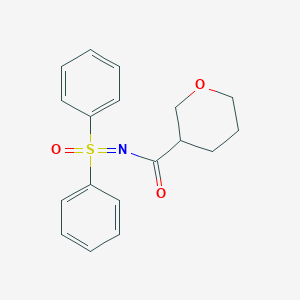 molecular formula C18H19NO3S B7282771 N-[oxo(diphenyl)-lambda6-sulfanylidene]oxane-3-carboxamide 