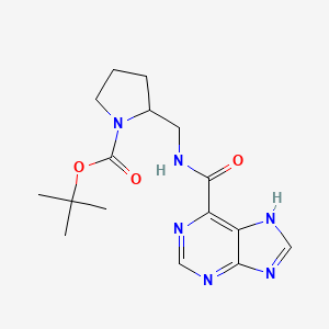 molecular formula C16H22N6O3 B7282872 tert-butyl 2-[(7H-purine-6-carbonylamino)methyl]pyrrolidine-1-carboxylate 
