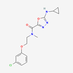 molecular formula C15H17ClN4O3 B7282880 N-[2-(3-chlorophenoxy)ethyl]-5-(cyclopropylamino)-N-methyl-1,3,4-oxadiazole-2-carboxamide 