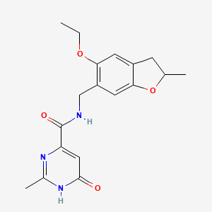 molecular formula C18H21N3O4 B7282890 N-[(5-ethoxy-2-methyl-2,3-dihydro-1-benzofuran-6-yl)methyl]-2-methyl-6-oxo-1H-pyrimidine-4-carboxamide 