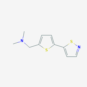 molecular formula C10H12N2S2 B7283136 N,N-dimethyl-1-[5-(1,2-thiazol-5-yl)thiophen-2-yl]methanamine 