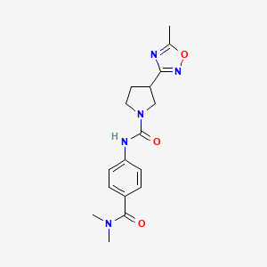 molecular formula C17H21N5O3 B7283255 N-[4-(dimethylcarbamoyl)phenyl]-3-(5-methyl-1,2,4-oxadiazol-3-yl)pyrrolidine-1-carboxamide 