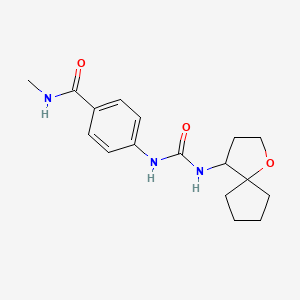 molecular formula C17H23N3O3 B7283260 N-methyl-4-(1-oxaspiro[4.4]nonan-4-ylcarbamoylamino)benzamide 