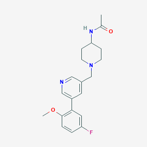 molecular formula C20H24FN3O2 B7283271 N-[1-[[5-(5-fluoro-2-methoxyphenyl)pyridin-3-yl]methyl]piperidin-4-yl]acetamide 