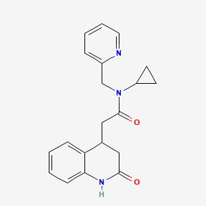molecular formula C20H21N3O2 B7283279 N-cyclopropyl-2-(2-oxo-3,4-dihydro-1H-quinolin-4-yl)-N-(pyridin-2-ylmethyl)acetamide 