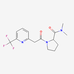molecular formula C15H18F3N3O2 B7283335 N,N-dimethyl-1-[2-[6-(trifluoromethyl)pyridin-2-yl]acetyl]pyrrolidine-2-carboxamide 