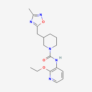 molecular formula C17H23N5O3 B7283349 N-(2-ethoxypyridin-3-yl)-3-[(3-methyl-1,2,4-oxadiazol-5-yl)methyl]piperidine-1-carboxamide 