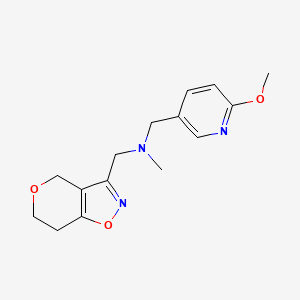 molecular formula C15H19N3O3 B7283405 N-(6,7-dihydro-4H-pyrano[3,4-d][1,2]oxazol-3-ylmethyl)-1-(6-methoxypyridin-3-yl)-N-methylmethanamine 