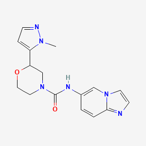 molecular formula C16H18N6O2 B7283466 N-imidazo[1,2-a]pyridin-6-yl-2-(2-methylpyrazol-3-yl)morpholine-4-carboxamide 