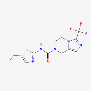 molecular formula C13H14F3N5OS B7283518 N-(5-ethyl-1,3-thiazol-2-yl)-3-(trifluoromethyl)-6,8-dihydro-5H-imidazo[1,5-a]pyrazine-7-carboxamide 