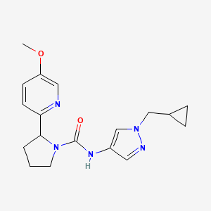 molecular formula C18H23N5O2 B7283549 N-[1-(cyclopropylmethyl)pyrazol-4-yl]-2-(5-methoxypyridin-2-yl)pyrrolidine-1-carboxamide 