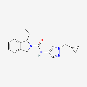 molecular formula C18H22N4O B7283575 N-[1-(cyclopropylmethyl)pyrazol-4-yl]-1-ethyl-1,3-dihydroisoindole-2-carboxamide 
