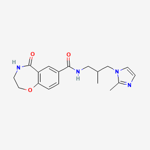 molecular formula C18H22N4O3 B7283613 N-[2-methyl-3-(2-methylimidazol-1-yl)propyl]-5-oxo-3,4-dihydro-2H-1,4-benzoxazepine-7-carboxamide 