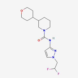 molecular formula C16H24F2N4O2 B7283620 N-[1-(2,2-difluoroethyl)pyrazol-3-yl]-3-(oxan-4-yl)piperidine-1-carboxamide 