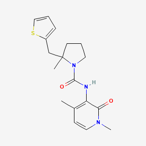 molecular formula C18H23N3O2S B7283684 N-(1,4-dimethyl-2-oxopyridin-3-yl)-2-methyl-2-(thiophen-2-ylmethyl)pyrrolidine-1-carboxamide 