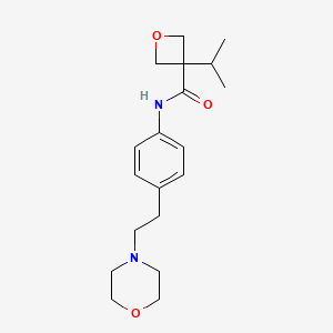 molecular formula C19H28N2O3 B7283752 N-[4-(2-morpholin-4-ylethyl)phenyl]-3-propan-2-yloxetane-3-carboxamide 