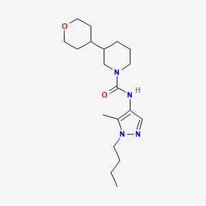 molecular formula C19H32N4O2 B7283779 N-(1-butyl-5-methylpyrazol-4-yl)-3-(oxan-4-yl)piperidine-1-carboxamide 