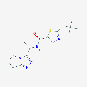 molecular formula C16H23N5OS B7283799 N-[1-(6,7-dihydro-5H-pyrrolo[2,1-c][1,2,4]triazol-3-yl)ethyl]-2-(2,2-dimethylpropyl)-1,3-thiazole-5-carboxamide 