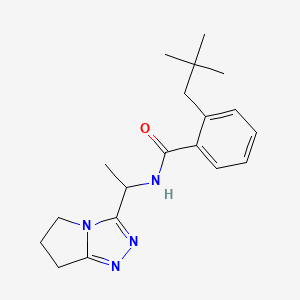 molecular formula C19H26N4O B7283804 N-[1-(6,7-dihydro-5H-pyrrolo[2,1-c][1,2,4]triazol-3-yl)ethyl]-2-(2,2-dimethylpropyl)benzamide 