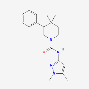 molecular formula C19H26N4O B7283821 N-(1,5-dimethylpyrazol-3-yl)-4,4-dimethyl-3-phenylpiperidine-1-carboxamide 