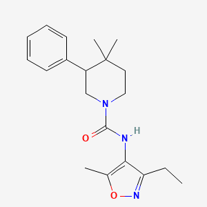 molecular formula C20H27N3O2 B7283891 N-(3-ethyl-5-methyl-1,2-oxazol-4-yl)-4,4-dimethyl-3-phenylpiperidine-1-carboxamide 